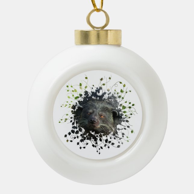 Binturong Ceramic Ball Christmas Ornament (Front)