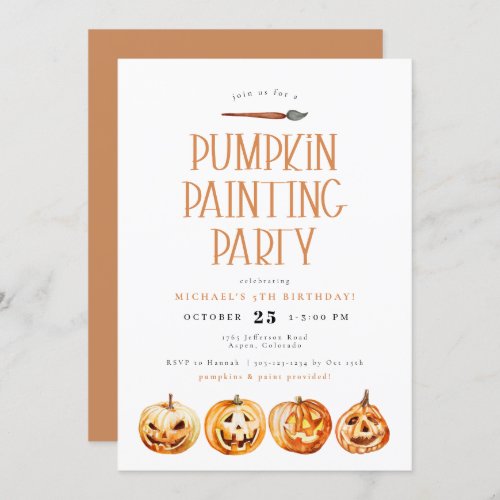 BINX Fall Halloween Pumpkin Painting Birthday Invitation