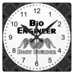 Bio Engineer Body Builder Square Wall Clock