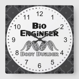 Bio Engineer Body Builder Square Wall Clock