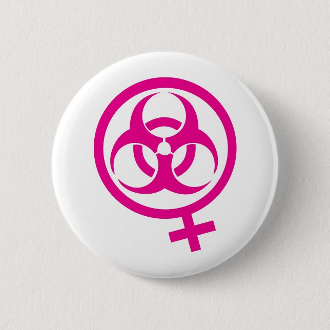 bio hazard femme pinback button (Front)
