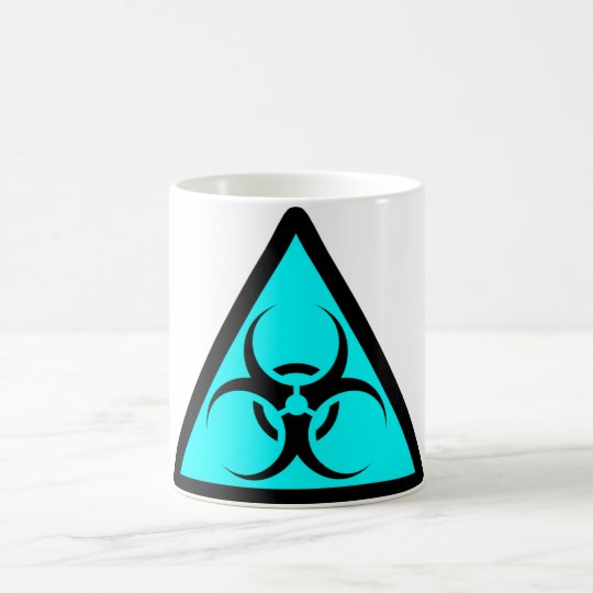 Bio Hazard or Biohazard Sign Symbol Warning Blue Coffee Mug