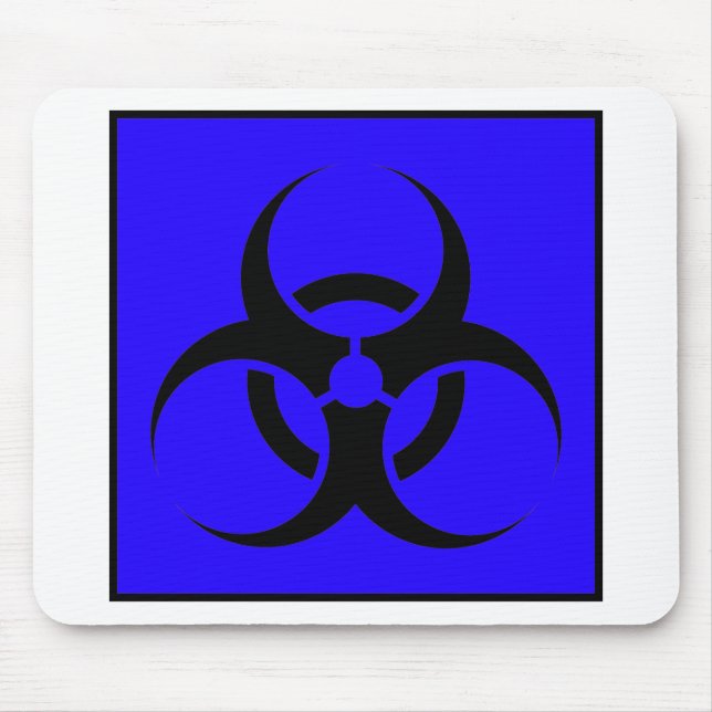 Bio Hazard or Biohazard Sign Symbol Warning Blue Mouse Pad (Front)