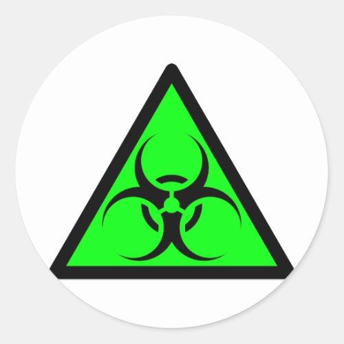 Bio Hazard or Biohazard Sign Symbol Warning Green Classic Round Sticker