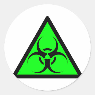 Bio Hazard or Biohazard Sign Symbol Warning Green Classic Round Sticker