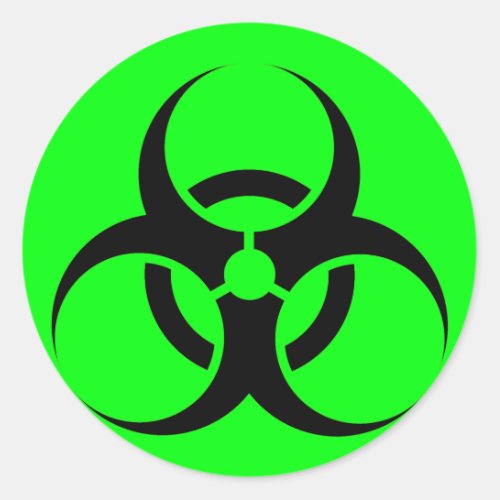 Bio Hazard or Biohazard Sign Symbol Warning Green Classic Round Sticker