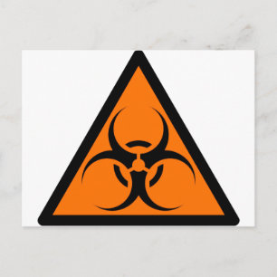 Bio Hazard or Biohazard Sign Symbol Warning Orange Postcard