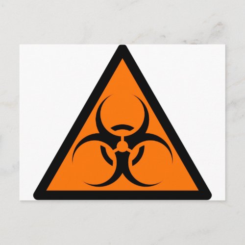 Bio Hazard or Biohazard Sign Symbol Warning Orange Postcard