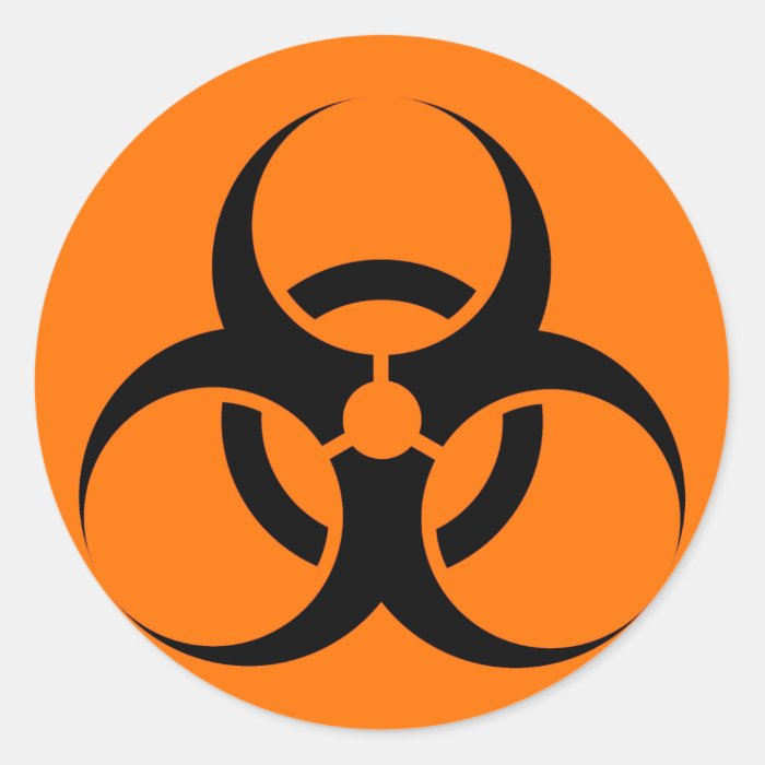 Bio Hazard or Biohazard Sign Symbol Warning Orange Sticker