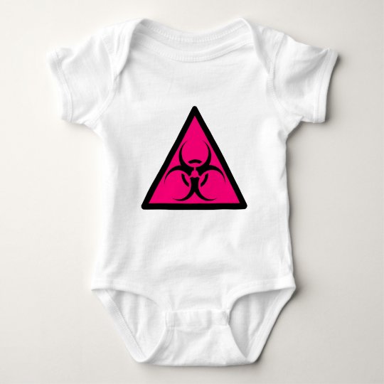 Bio Hazard or Biohazard Sign Symbol Warning Pink Baby Bodysuit