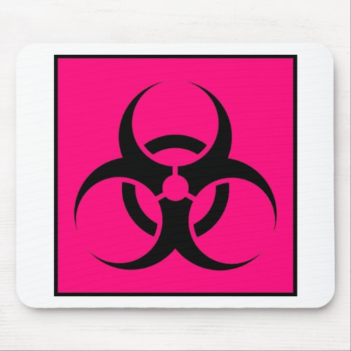 Bio Hazard or Biohazard Sign Symbol Warning Pink Mouse Pad