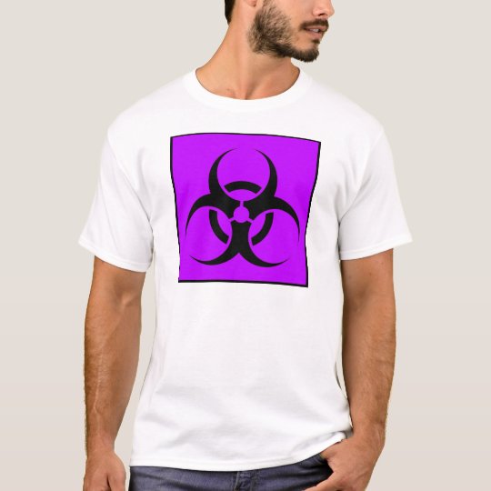 Bio Hazard or Biohazard Sign Symbol Warning Purple T-Shirt