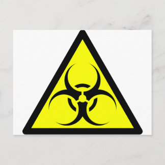 Bio Hazard or Biohazard Sign Symbol Warning Yellow Postcard