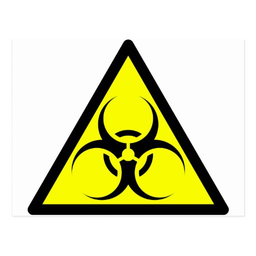 Bio Hazard or Biohazard Sign Symbol Warning Yellow Postcard | Zazzle