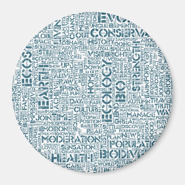 Bio Nuage de Mots Texte Motif Biodiversité Magnet (Front)