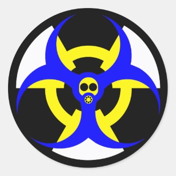 Bio-nuclear Hazard 5 Classic Round Sticker by silvercryer2000 at Zazzle