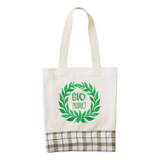 Bio Product Green Watercolor Farm Fresh Food Zazzle HEART Tote Bag