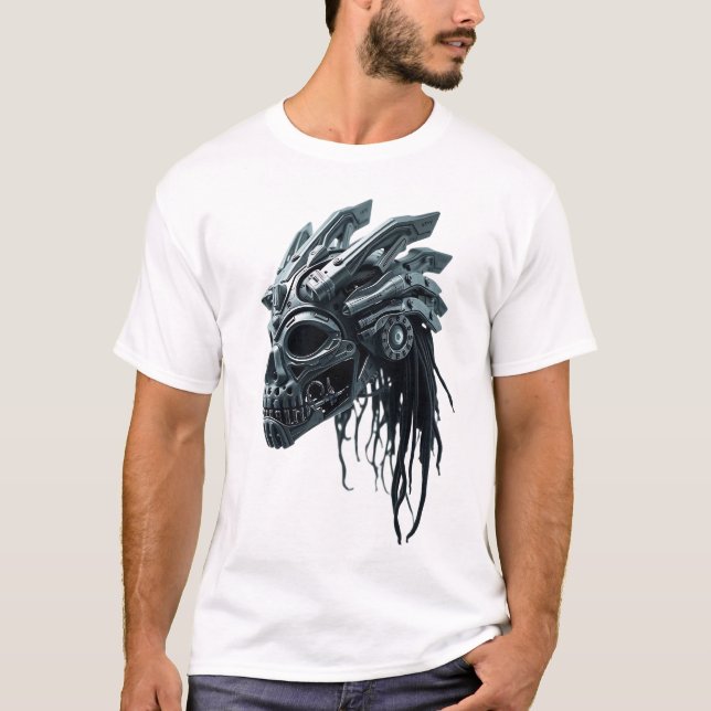 Bio Robotic Tribal Face Design T-Shirt (Front)