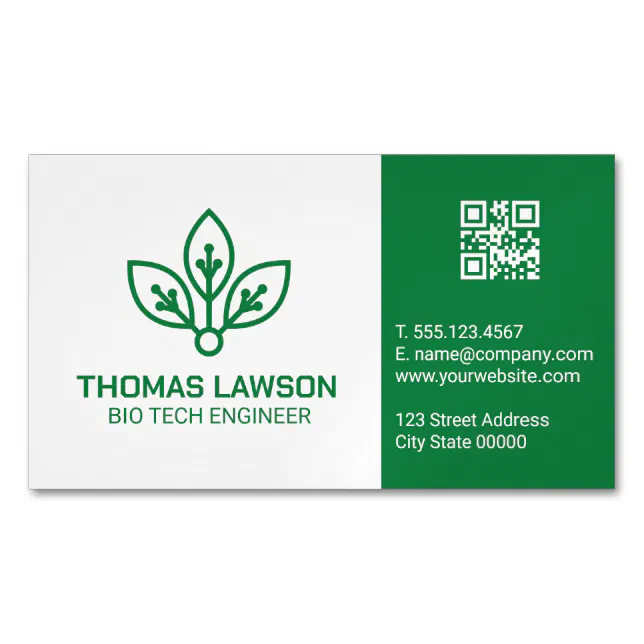 Bio Tech Logo | Engineer Business Card Magnet | Zazzle