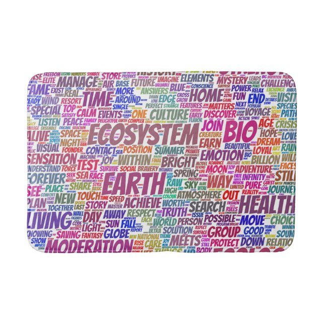 Bio Word Cloud Text Model Biodiversity Bath Mat (Front)