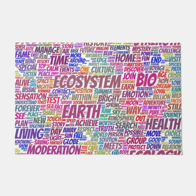 Bio Word Cloud Text Model Biodiversity Doormat (Front)