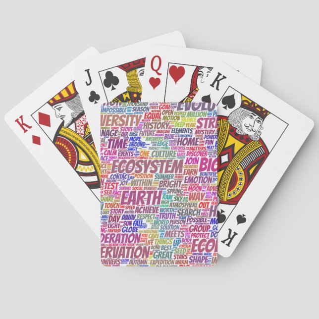 Bio Word Cloud Text Template Biodiversity Poker Cards (Back)