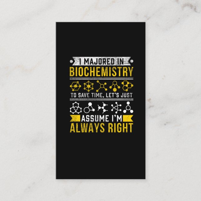 Biochemistry Humor Biologist Funny Scientist Joke Business Card (Front)