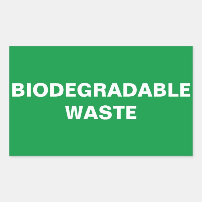 Biodegradable Waste Sign Rectangular Sticker (Front)