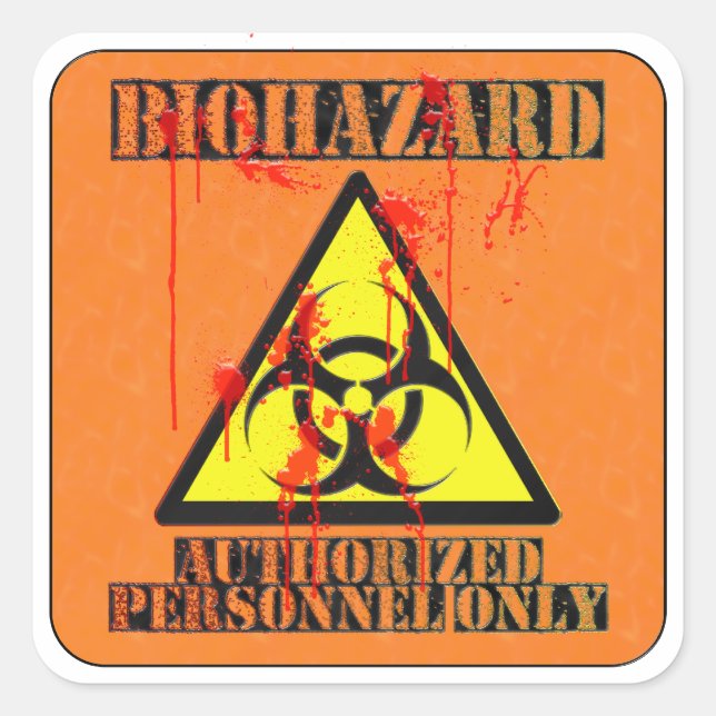 Biohazard authorized personnel only square sticker (Front)