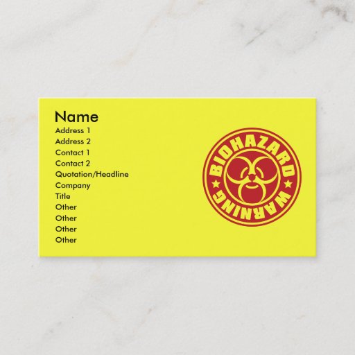 Customizable BIOHAZARD BUSINESS CARDS