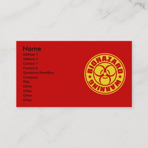 BIOHAZARD BUSINESS CARD