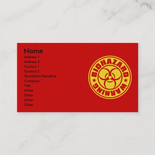 Customizable BIOHAZARD BUSINESS CARDS