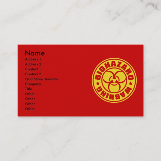 BIOHAZARD BUSINESS CARD (Front)