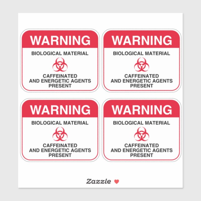Biohazard Caffeinated Warning Stickers (Round) (Sheet)