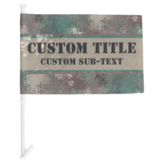 Biohazard Camo Car Flag w/ Custom Text (Front)