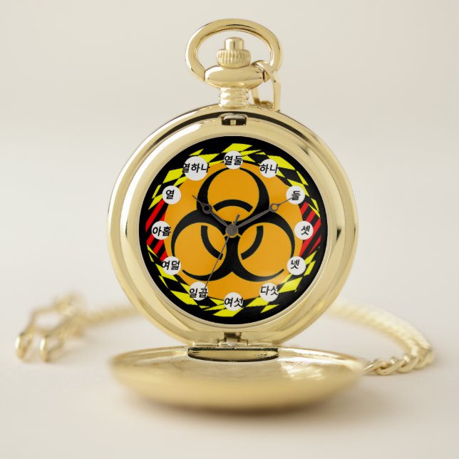 Biohazard Design (Korean Face)by Kenneth  Yoncich Pocket Watch (Inside)