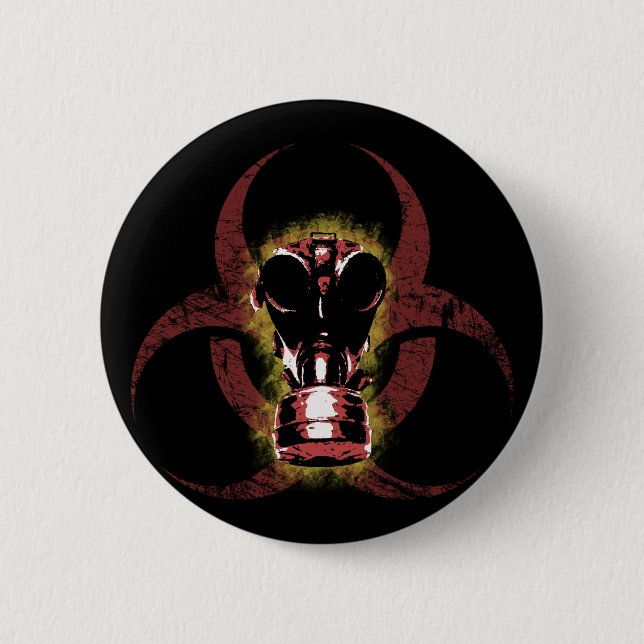 Biohazard Gas Mask Customizable Pinback Button (Front)