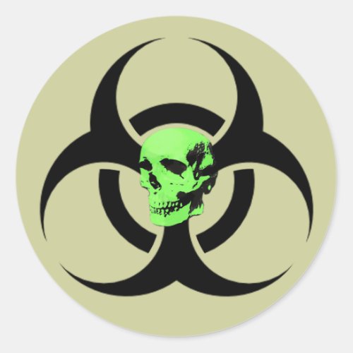 Biohazard Green Glowing Skull Warning Sticker