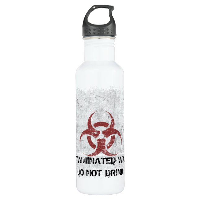 Biohazard Grunge Customizable Stainless Steel Water Bottle (Front)