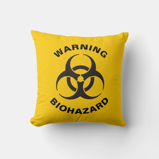 Biohazard Icon Throw Pillow (Front)