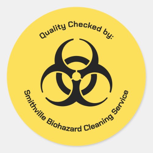 Biohazard Industry _ Black on a yellow background Classic Round Sticker