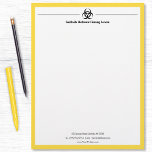 Biohazard Industry - Black with yellow border Letterhead<br><div class="desc">Black biohazard symbol with a yellow border is how this letterhead is setup but you can recolor everything including the biohazard symbol using the 'edit design tool'. All text and elements are removable if you wish to replace anything. Otherwise, simply use the template to customize the wording for the text....</div>