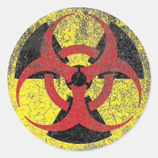 Biohazard Radiation Warning Classic Round Sticker (Front)