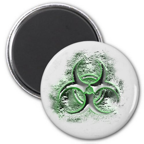 Biohazard sign symbol glowing quicksilver magnet