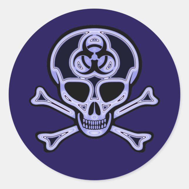 Biohazard Skull and Crossbones Sticker (Front)