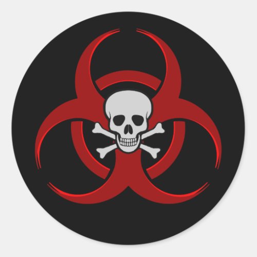 Biohazard Skull Classic Round Sticker