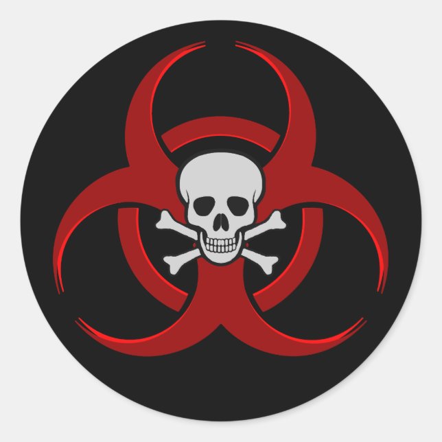 Biohazard Skull Classic Round Sticker (Front)