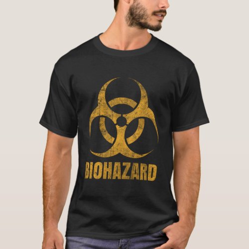 Biohazard Symbol Distressed Weathered Look Hallowe T_Shirt