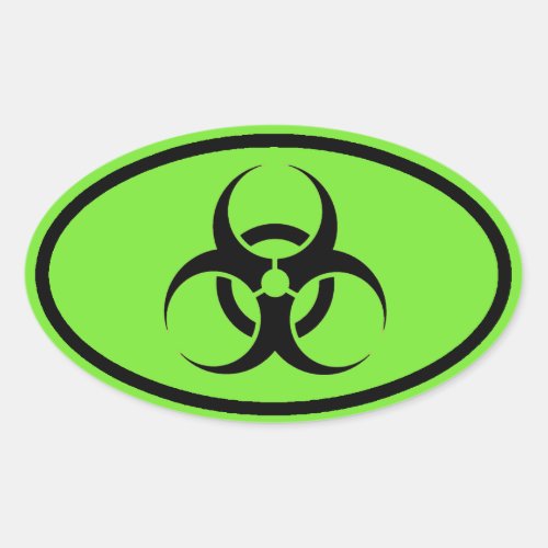 Biohazard Symbol Green oval car stickers