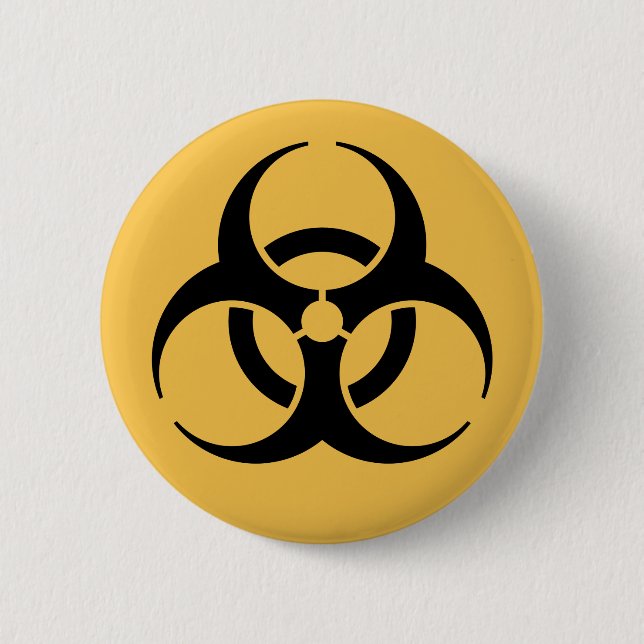 Biohazard symbol on yellow badge button (Front)